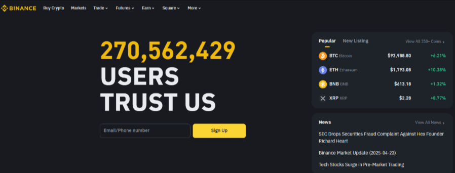 Binance - Best for Non-US Investors