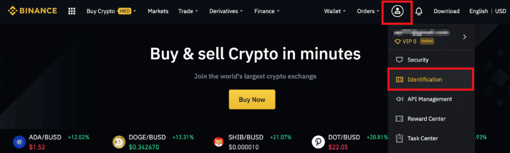 Binance (KYC) verification process