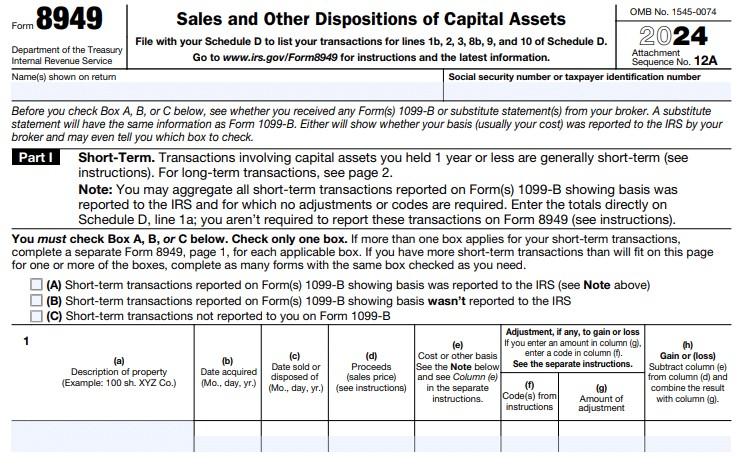 Form 8949 for sale
