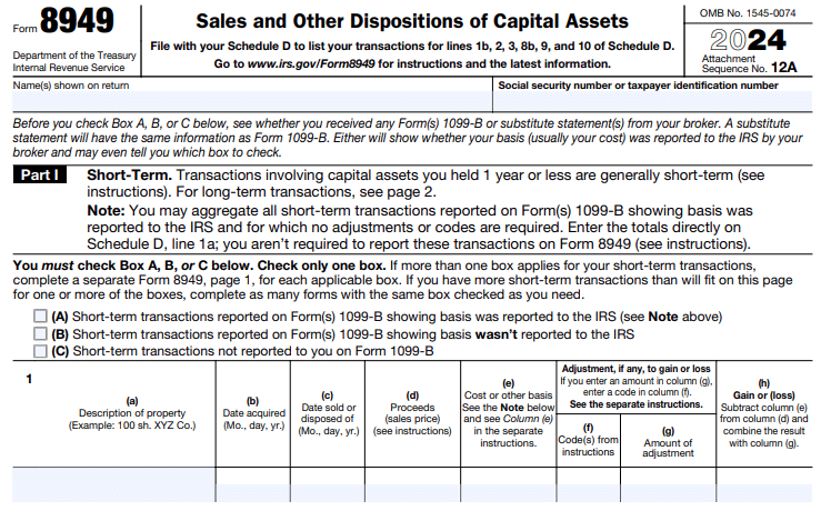 Form 8949 for sales Form 8949 for sales