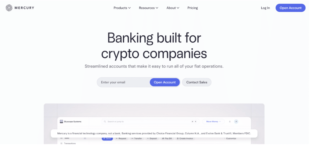 Mercury website homepage