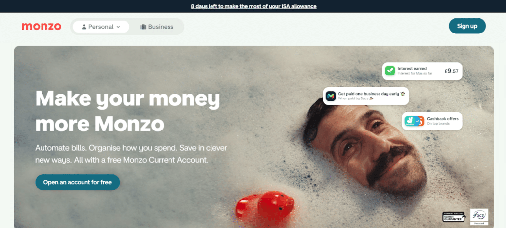 Monzo website