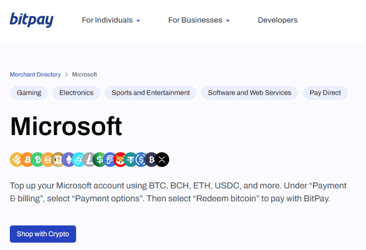 Technology & Digital Services on Bitpay 